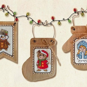 Cross Stitch Kit Set Christmas pendants DI-20 including wooden frames