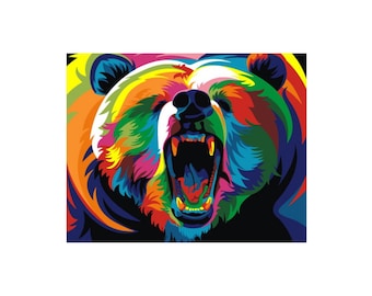 Paint by numbers kit RAINBOW BEAR A4 TA40109