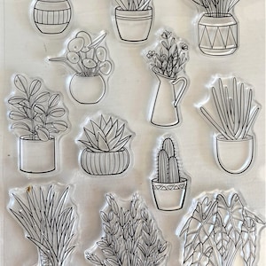 Potplant botanische doorzichtige siliconenstempel voor doe-het-zelf scrapbooking/fotoalbum decoratie