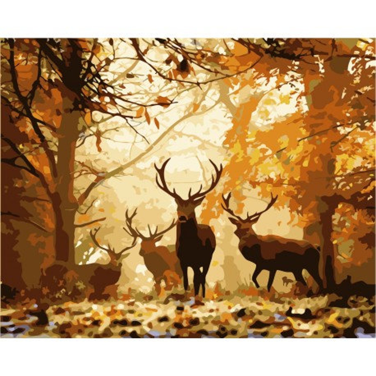 Paint by Numbers Kit FOREST DEER 40X50 CM H001 Framed Etsy