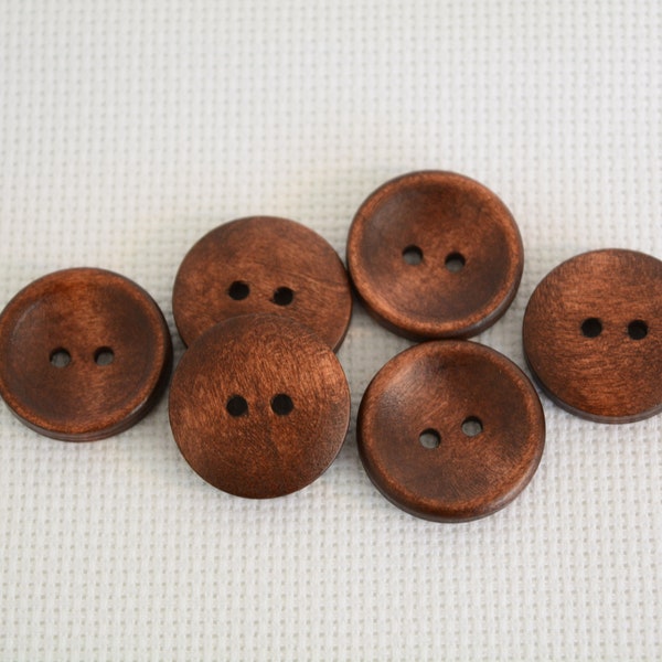 10 pcs Wooden Buttons 20mm Sewing Buttons Brown art. 346