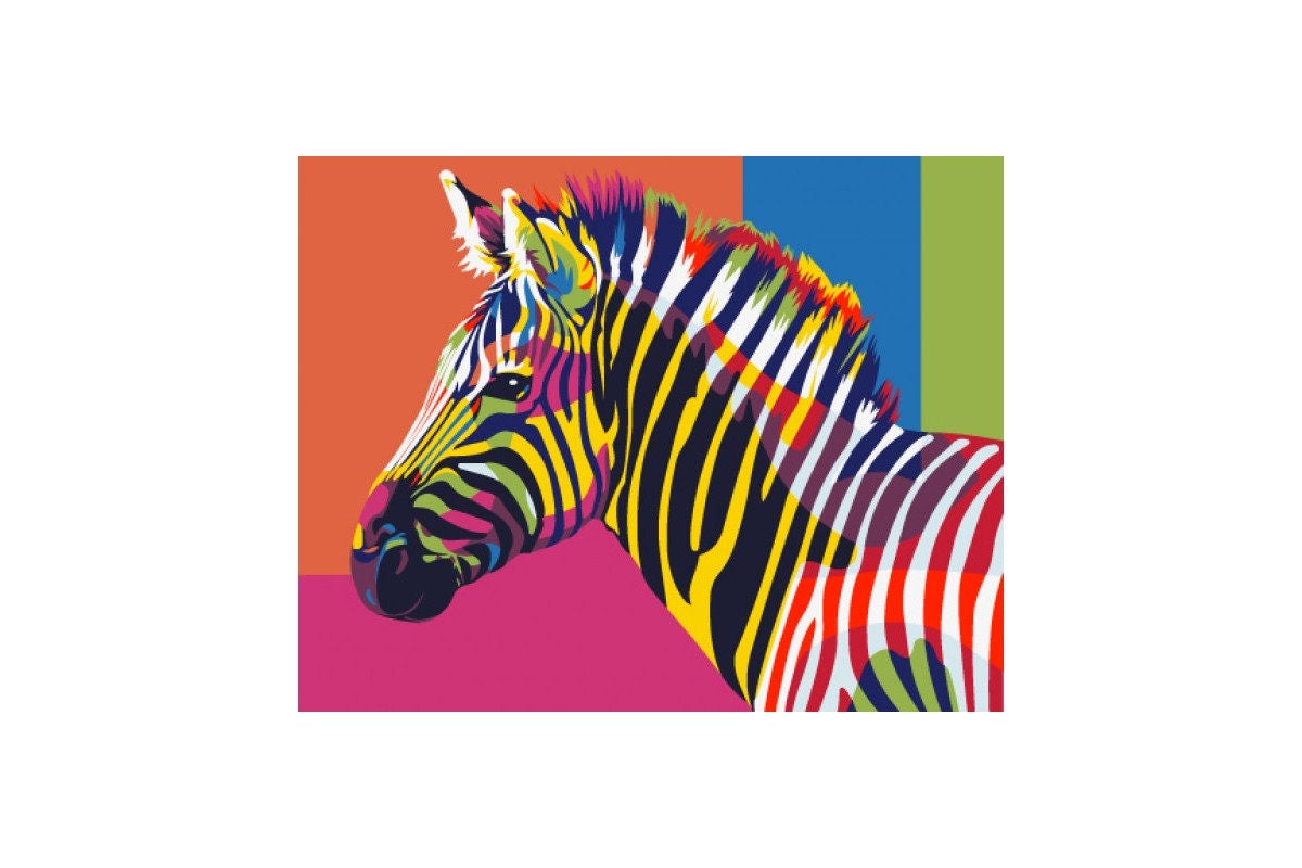 Paint by Number Gift for Adults Colorful Zebra 