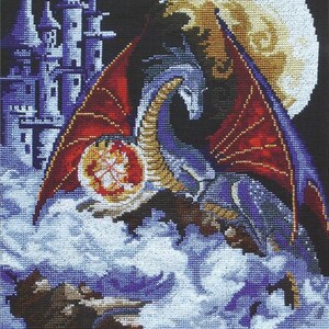 Cross Stitch Kit Dragon blue planet F-0580