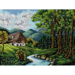TAPESTRY CANVAS 15x15cm 2957D -   Cross stitch house, Cross stitch  landscape, Cross stitch art