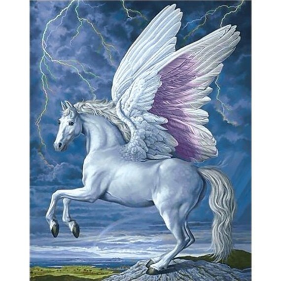 White Framed Blue Unicorn Diamond Painting - All Abilities Market