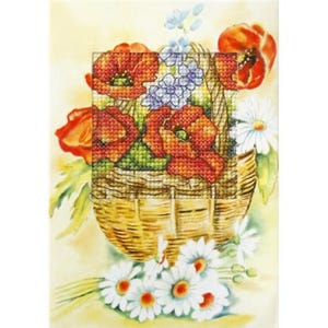Kit Ponto Cruz Cartão Postal Papoulas art. 6212 ORCHIDEA