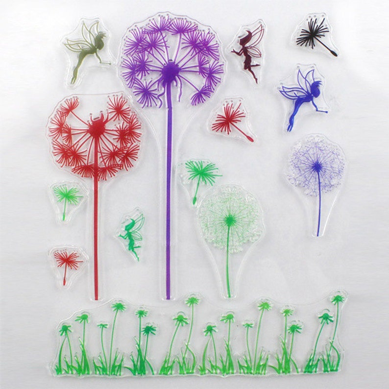 1 Pc Clear Rubber Stamp Mulitcolor Dandelion Transparent Stamp DIY ...
