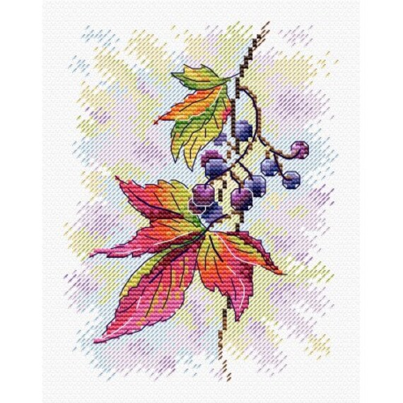 Kit Point De Croix Motif Vigne - Échantillonneur Avec Toile Lin, Fils Et Modèle, Occasion