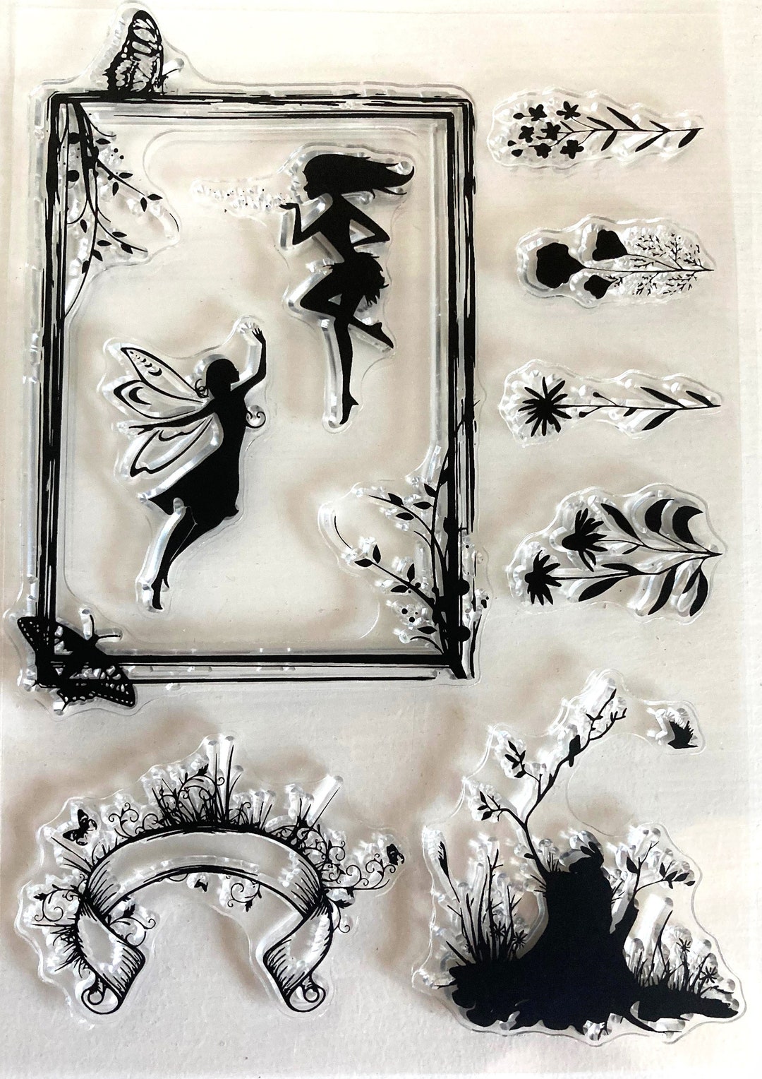 Clear Stamp Fairy and Butterflies for Scrapbooking Transparent Silicone ...