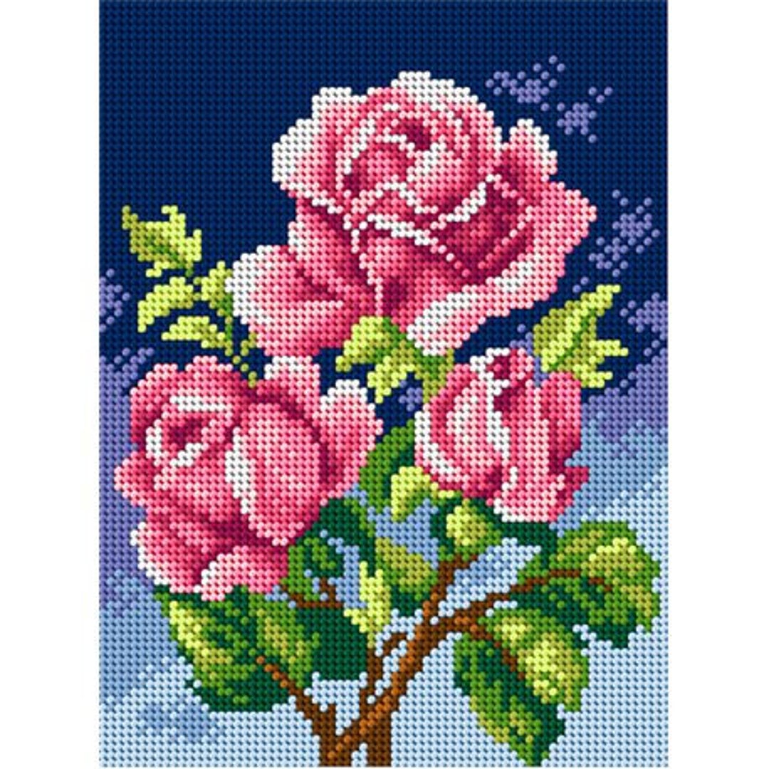 TAPESTRY CANVAS Pink Roses 18x24cm 2594F - Etsy