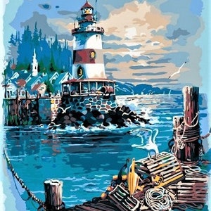 Paint by numbers kit A quiet harbor 40 x 50 cm КНО2724 Framed