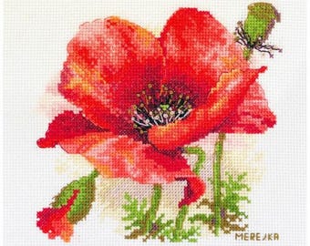 Cross Stitch Kit Red Poppy K-187