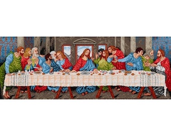 ARAZZO SU TELA L'Ultima Cena da Leonardo da Vinci 55 x 150 cm 1420Y