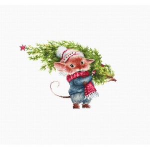 Cross stitch kit Mouse With Fir Tree B1169