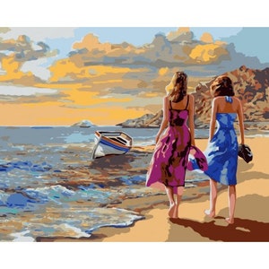 Kit de pintura por números PASEO POR LA PLAYA 40 x 50 CM J017 Enmarcado