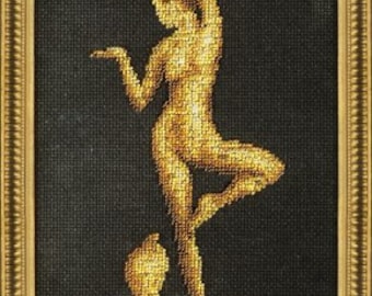 Bead embroidery kit Girl with a cobra
