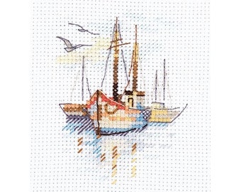 Boat Cross Stitch - Etsy