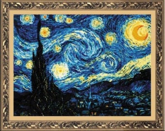 クロスステッチキット 1088 星月夜（ゴッホの絵画をモチーフにした作品