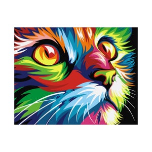 Colorful CAT Portrait Paint by Number, With / Without Frame, Home Decor,  Diy Painting Kit, Diy Painting on Canvas, Picture Frame Set 