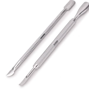 2 Pcs Nail Art Stainless Steel Cuticle Pusher Remover Trimmer Manicure Set Tool