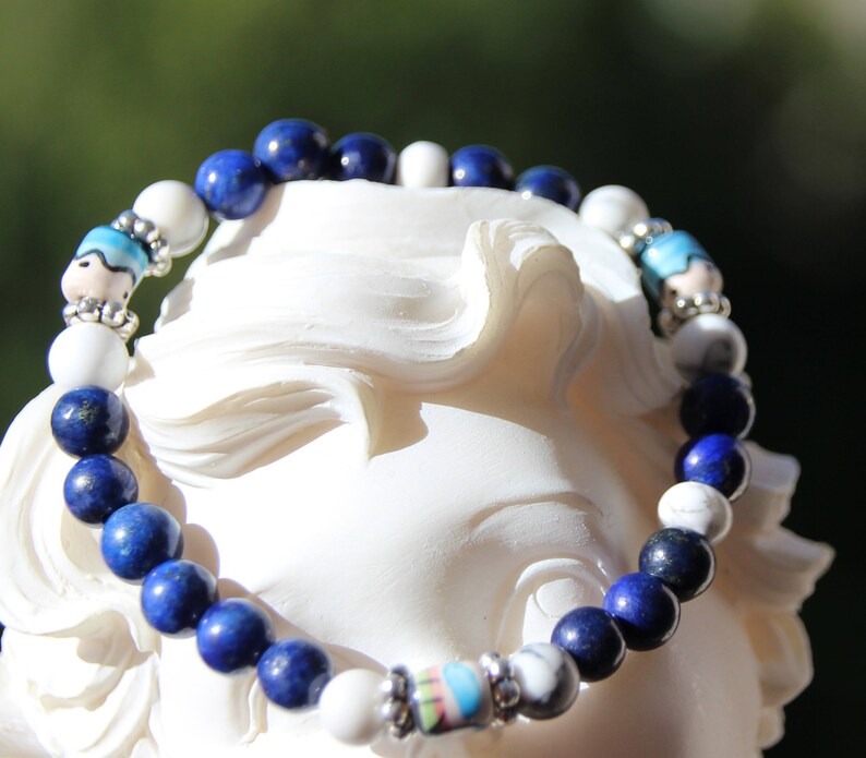 bracelet lapis howlite and pearl of peru image 2