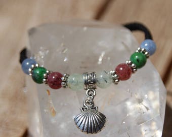 shamballa stones and shell charm bracelet