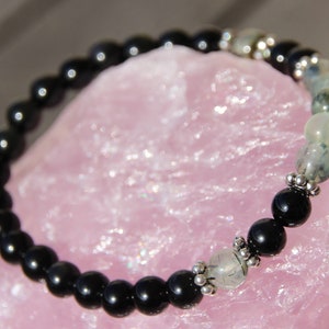 Obsidian bracelet celestial eye, prehnite image 2