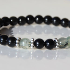 Obsidian bracelet celestial eye, prehnite image 3