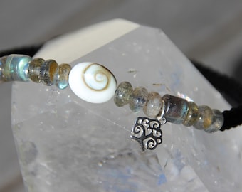 bracelet oeil de shiva, perle de labradorite