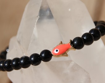 bracelet obsidienne ; poisson porte bonheur