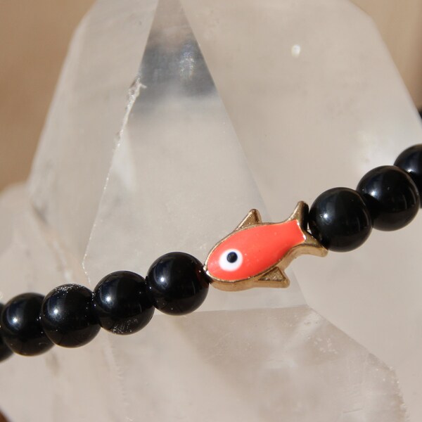 bracelet obsidienne ; poisson porte bonheur