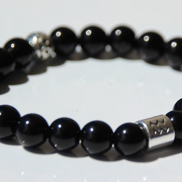 bracelet onyx agate , perle du zodiac