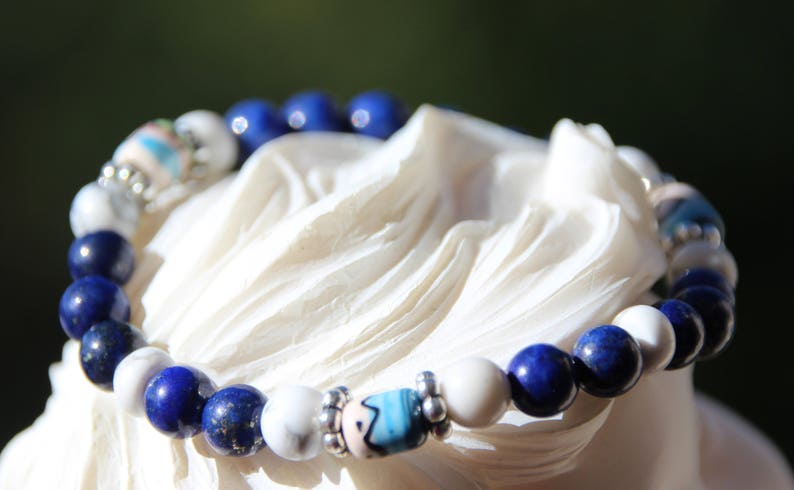 bracelet lapis howlite and pearl of peru image 3