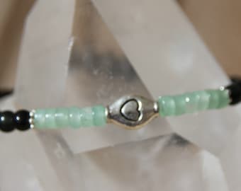 obsidian bracelet and aquamarine