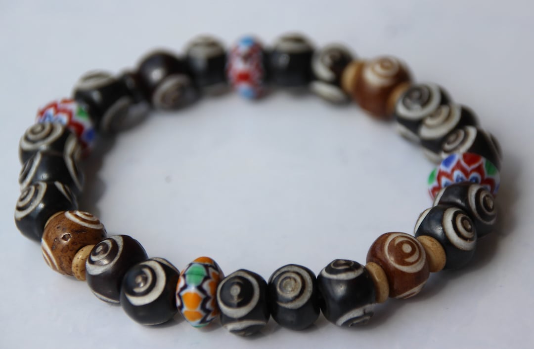 Bracelet Mixte Polynésien - Tortue De Mer En Cuir Et Os De Yack - Artisanat Français Neuf