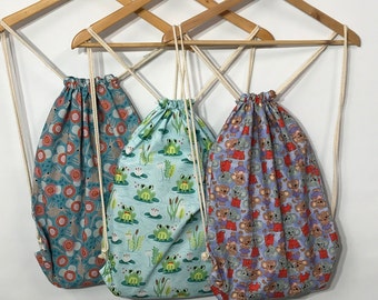 100% Cotton Double Drawstring Bags - Kids School Bag – Book Bags - Gym Bag - Swimming Bag  - Drawstring Bag Kids - PE Bag - Storage