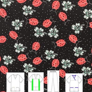 Conjuntos de uniforme médico unisex Lady Birds, 11 tallas, 3 camisetas y 2 pantalones, para profesionales sanitarios, veterinarios, dentistas y puericultura.