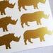 35 Rhino Stickers, Safari Party Favor, Gold Invitation Seals, Rhino Decal, Kids Nursery Wall Decal, Gold Rhino Labels, Rhinoceros Vinyl