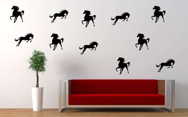 40 horse wall decals horse theme vinyl wallpaper animal wall | etsy