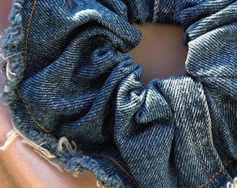 Elastico per capelli in jeans blu riciclati