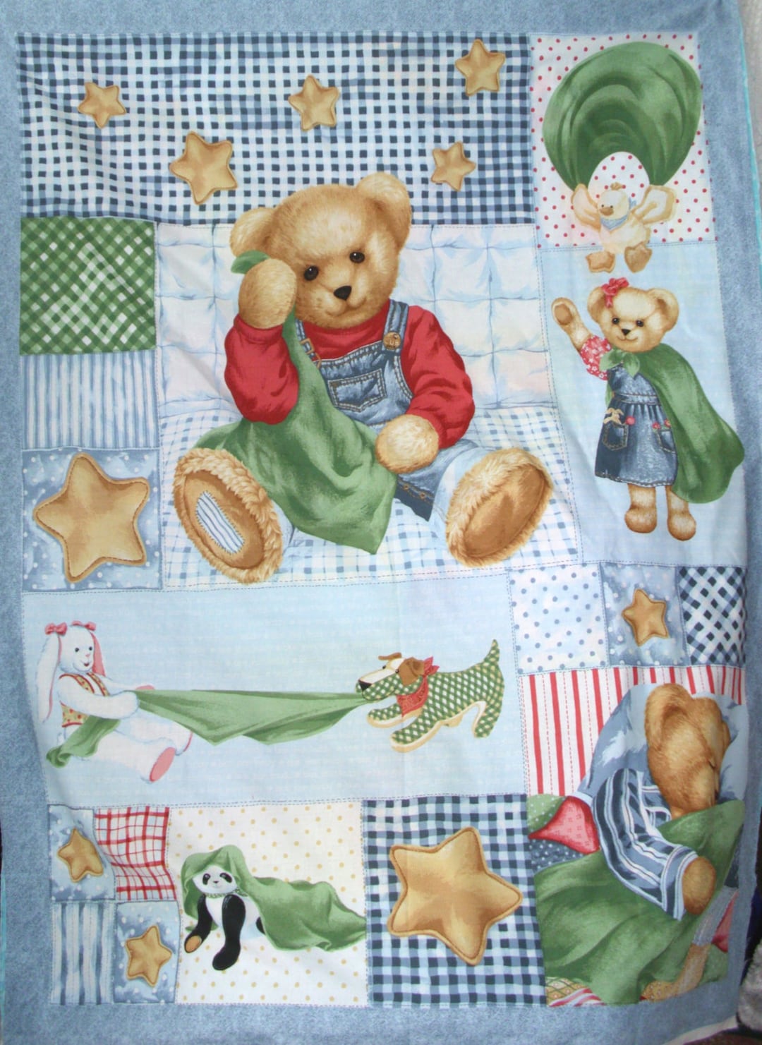 Blue Jeans Teddy Blankie Bear Cot Quilt daisy Kingdom Etsy