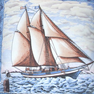 yacht sailing on a calm sea cushion pillow image 2