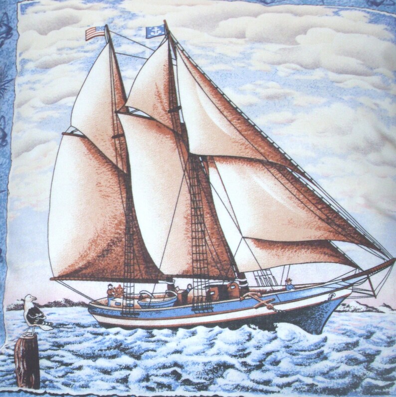 yacht sailing on a calm sea cushion pillow image 2