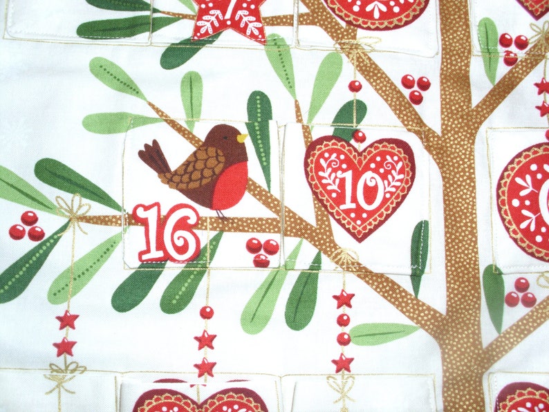 Fabric ADVENT CALENDAR Deer under a Christmas Tree Advent Etsy