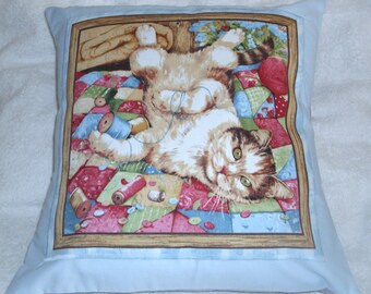 cushionTabby Cat Cushion: Patchwork Quilt, Craft Room Decor