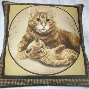 beautiful ginger cat and kitten cushion pillow