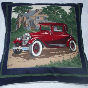 Vintage Red American Touring Car cushion