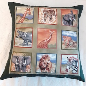 On Safari Animals in squares cushion pillow