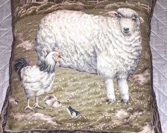 cushionOn the farm sheep in field  cushion pillow