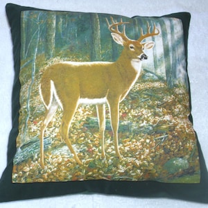 Deer Stag in an Autumnal Wood cushion pillow